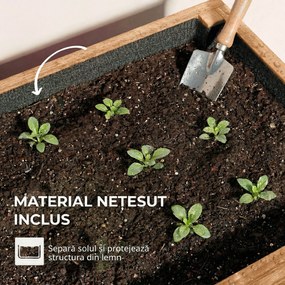 Outsunny Jardinieră Verticală înălțată pe 4 Niveluri, din Lemn pentru Exterior, cu Orificii de Drenaj și Căptușeală Textilă, pentru Plante Aromatice, Flori și Legume, 85x45x140 cm, Maro | Aosom Romania
