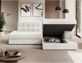 Colțar crem extensibil cu tapițerie din țesătură bouclé (cu colț pe partea dreaptă/cu șezlong) Blezalt – ELTAP