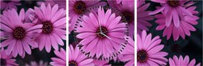 Tablou cu florile roz (cu ceas) (90x30 cm)
