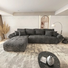 Colțar extensibil dumonde cu ladă de depozitare si sezut confortabil din spuma high-density, Berlin XL Euphoria Negru 350x185 cm