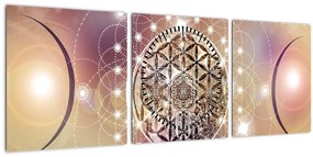 Tablou - Mandala cu elemente (cu ceas) (90x30 cm)