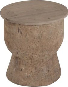 Măsuță laterală sculptată din lemn reciclat, 49×49×52 cm, „Knot"