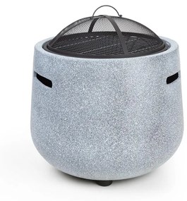 Evora, vatră, Ø 45 cm, grătar, piatră artificială, oțel, piatră neagră / imitație