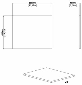 Rafturi suplimentare pentru dulap în set de 3 (lățime 58,8 cm) Verona - Tvilum