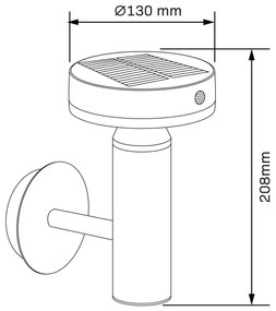 LED lampă solară de perete cu senzor GWINEA LED/4,5W/3,7V IP44 negru