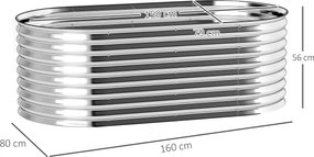 Outsunny Pat de grădină ridicat, rezistent la rugină din oțel galvanizat 160 x 80 x 56 cm argintiu | Aosom Romania