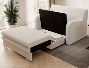 Canapea albă extensibilă/cu spațiu de depozitare cu tapițerie din țesătură bouclé 130 cm Ario – ELTAP