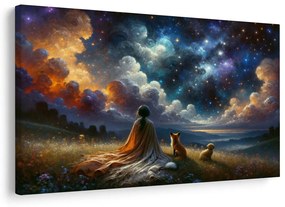 Tablou siluetă cu animale sub stele