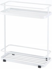 Etajeră pe roți cu două rafturi pentru baie Yamazaki Tower, alb