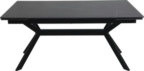 Masa extensibila IMPERIA, negru mat cu efect de marmura, ceramica/meta