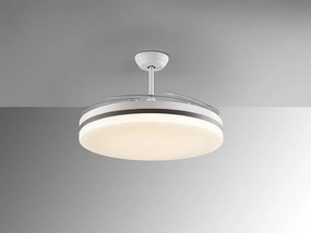 Lustra LED cu Ventilator si telecomanda, lame retractabile Vento alb/ bronz