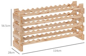 HOMCOM Raft pentru Sticle de Vin, Etajeră pentru Sticle cu 4 Rafturi pentru 48 Sticle, 114x28x56,5 cm, Lemn Natural | Aosom Romania