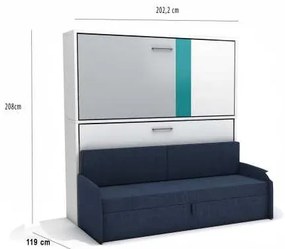 Set pat rabatabil orizontal suprapus cu canapea de 2 locuri - SMART BUNK SOFA SET(90X190)