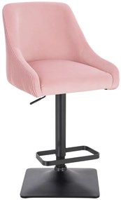 HR920KW Scaun Roz Pudra din Catifea cu Bază Neagră