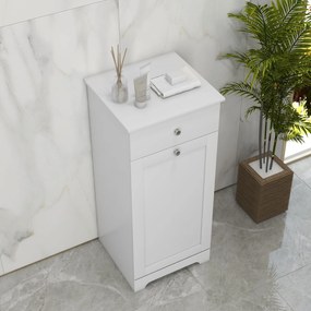 HOMCOM Mobilier de baie cu coș pentru rufe, mobilier de depozitare cu sertar - 40L x 40l x 90,5Î cm - alb | Aosom Romania