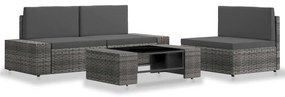vidaXL Set mobilier de grădină, 4 piese, gri, poliratan