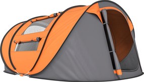 Outsunny Cort de Camping Pop Up pentru 2 Persoane cu 2 Uși, 4 Ferestre și Înveliș Impermeabil, 263.5x220x123 cm, Verde | Aosom Romania