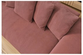 Canapea roz-deschis cu tapițerie din catifea reiată 280 cm Voltaire – Bobochic Paris