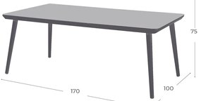 Masă de grădină Hartman Sophie, 170 x 100 cm, gri