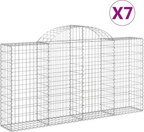 vidaXL Coșuri gabion arcuite 7 buc, 200x30x100/120 cm fier galvanizat