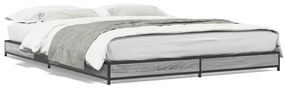 845169 vidaXL Cadru de pat, gri sonoma, 120x190 cm, lemn prelucrat și metal