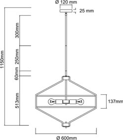 Open Design OR85846 - Candelabru pe tijă ZUNDO, 4xE27/15W/230V, maro/bej