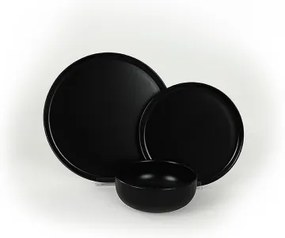 Set de veselă din ceramică, 18 piese, negru