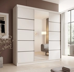 Dulap cu usi glisante si oglinda, 200x58x215 cm, Sonic 200, ADRK Furniture (Culoare: Casmir / Casmir)