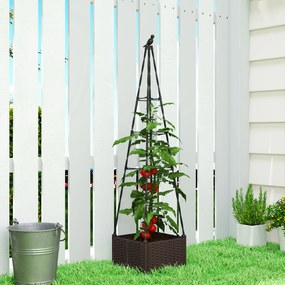 Outsunny Jardinieră cu Grilaj Metalic pentru Plante Cățărătoare Ghiveci din PP cu Orificii de Drenaj și Dopuri 40x40x175 cm | Aosom Romania