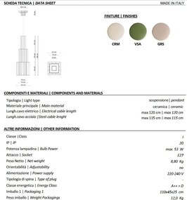 Lustra din ceramica design italian arhitectural Metra