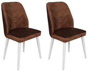 Set 2 scaune haaus Dallas, Maro/Alb, textil, picioare metalice