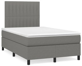 vidaXL Pat box spring cu saltea, gri închis, 120x190 cm, textil