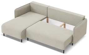 Colțar bej extensibil/cu spațiu de depozitare (cu colț pe partea stângă) Luana – Makamii