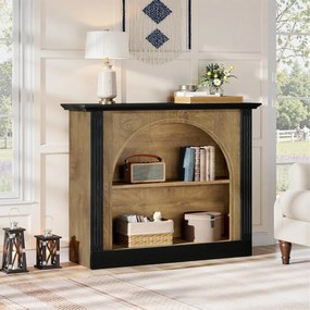 MAM24 - Masa Consola, 110 cm, masuta hol, living, dining, dormitor, Imitatie Semineu - Maro - Negru