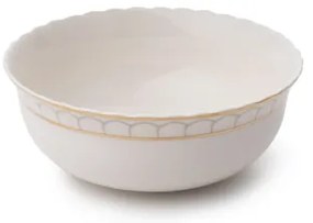 Set de masă 24 piese, porțelan alb cu accente aurii