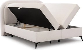 Pat boxspring alb cu spațiu de depozitare 160x200 cm Ornes – Ropez