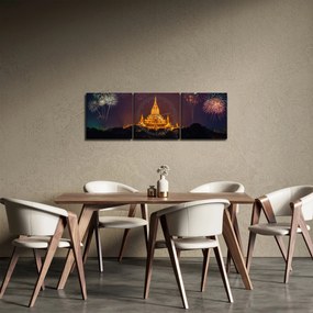 Tablou cu artificii în Asia (cu ceas) (90x30 cm)
