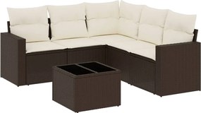 vidaXL Set canapele de grădină cu perne, 6 piese, maro, poliratan