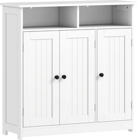 HOMCOM Dulap de Baie Îngust cu 3 Uși 2 Compartimente Deschise Poliță Reglabilă 85x30x85 cm Alb | Aosom Romania