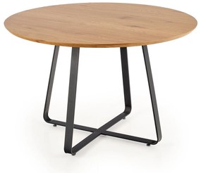 OFERTA Masa de sufragerie neagra cu blat din stejar NOCTURNE 120x120 a doua calitate