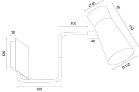 Aplica cu brat si spot directionabil LORD 8880 negru