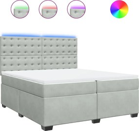 vidaXL Pat box spring cu saltea, gri deschis, 200x200 cm, catifea