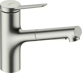 Baterie bucatarie cu dus extractibil Hansgrohe Zesis M33 150 cu 2 jeturi finisaj otel inoxidabil