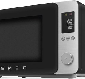 Cuptor cu microunde combinat cu aer cald SMEG Collezione MOC02BLMEU, 900 W, 27 l, 25 de programe, închidere lină, setări personalizate, negru mat