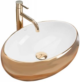 Lavoar alb/auriu pe blat Rea Linda Gold White 48,3 cm