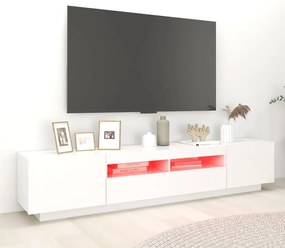 Comoda TV cu lumini LED, alb, 200x35x40cm