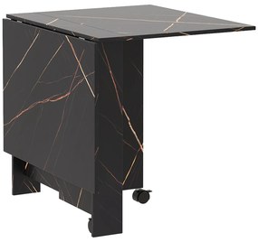 HOMCOM Masă pliabilă de bucătărie masă de dining pliabilă cu 2 aripi 2 roti cu frâne 120 x 80 x 73 cm negru marmorat imitație | Aosom Romania