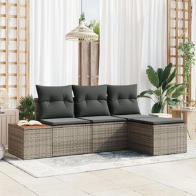 vidaXL Set de Canapea de Grădină cu Perne Gri din Ratan Poli Acacia