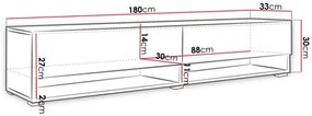 Dulap TV de perete Adenuk 140 MDF (Negru + Negru) (cu iluminat LED RGB). 1106329