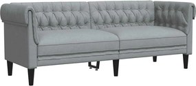 vidaXL Canapea Chesterfield cu 3 locuri, gri deschis, material textil